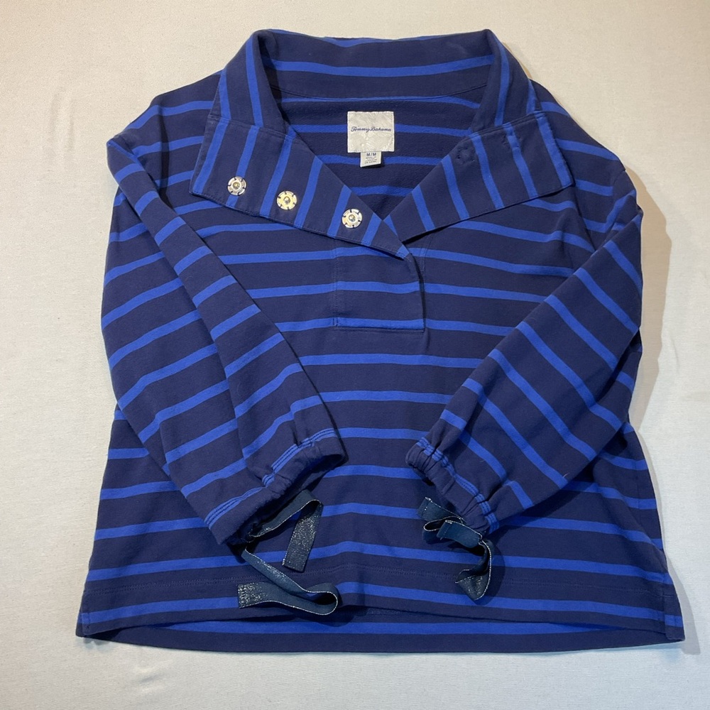 Tommy Bahama Navy and Blue Striped Polo